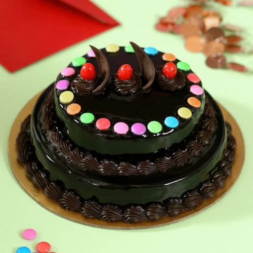 2 Tier Gems Truffle Cake Delivery in Noida