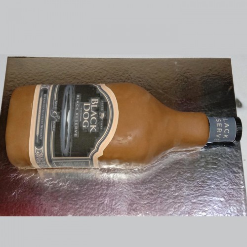 Black Dog Bottle Fondant Cake Delivery in Noida