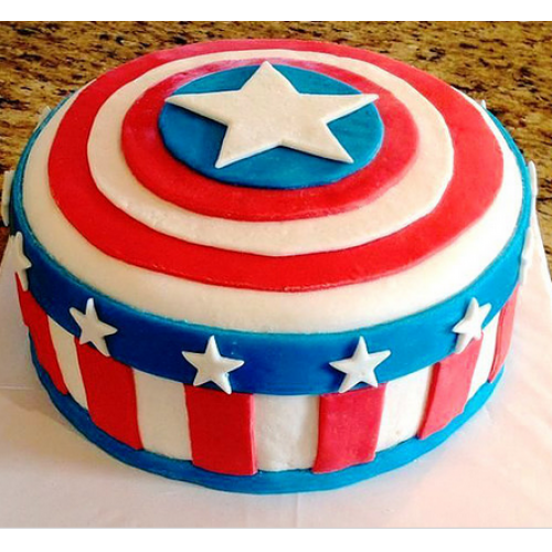 Captain America Theme Fondant Cake Delivery in Noida