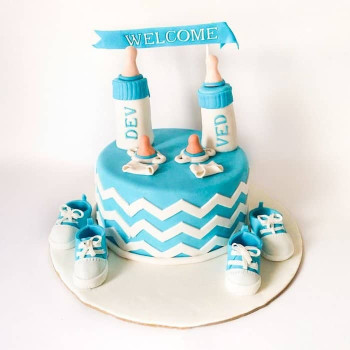 Baby Welcoming Fondant Cake Baby Welcoming Fondant Cake