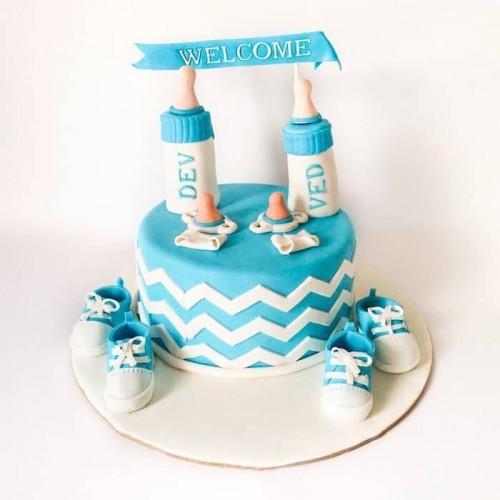 Baby Welcoming Fondant Cake Delivery in Noida
