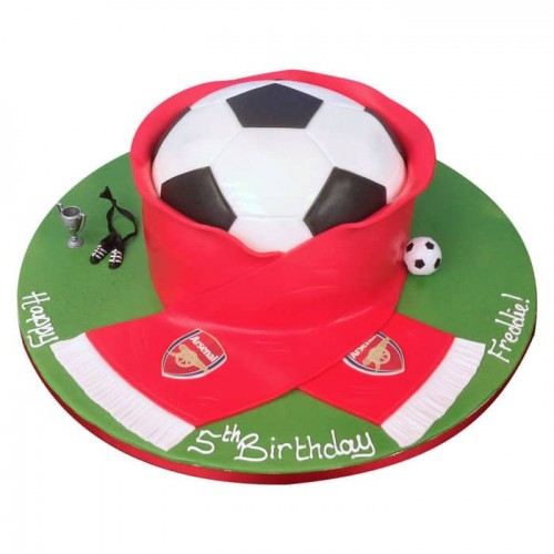 Football And Scarf Theme Fondant Cake Delivery in Noida