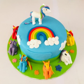 Blue Unicorn Theme Fondant Cake Blue Unicorn Theme Fondant Cake
