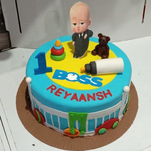 Boss Baby Blue Fondant Cake Delivery in Noida