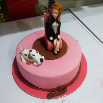 Girl with Dog Fondant Cake Girl with Dog Fondant Cake