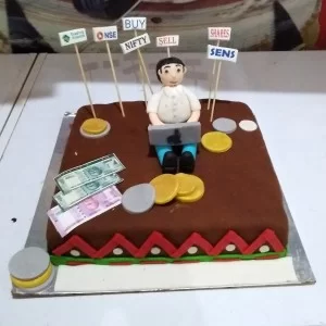 Stock Market Theme Fondant Cake Delivery in Noida