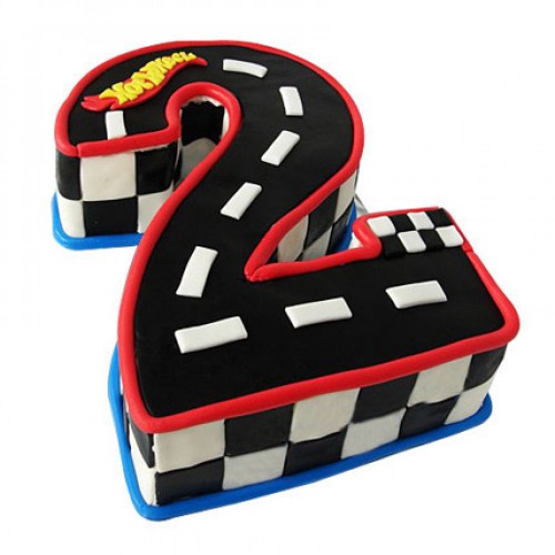 2 Number Racing Track Fondant Cake Delivery in Noida