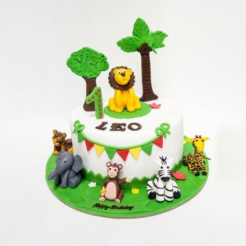 King Of The Jungle Fondant Cake Delivery in Noida
