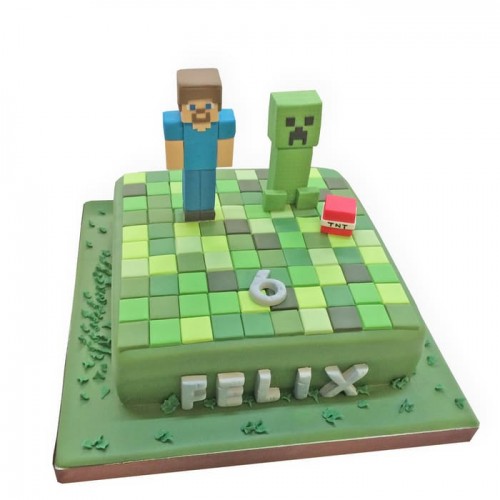 Minecraft Game Birthday Fondant Cake Delivery in Noida
