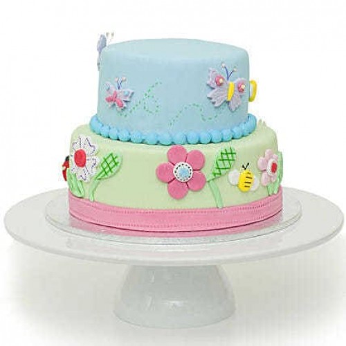 Two Tier Garden Theme Fondant Cake Delivery in Noida