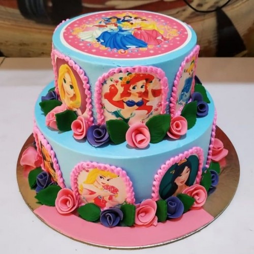 Disney Princess 2 Tier Designer Cake Delivery in Noida