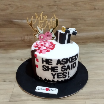 Miss to Mrs Engagement Fondant Cake