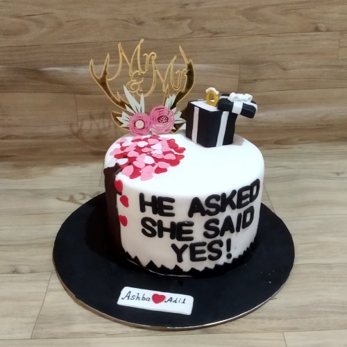 Miss to Mrs Engagement Fondant Cake Delivery in Noida