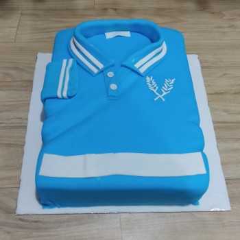 Blue T-shirt Shape Fondant Cake 