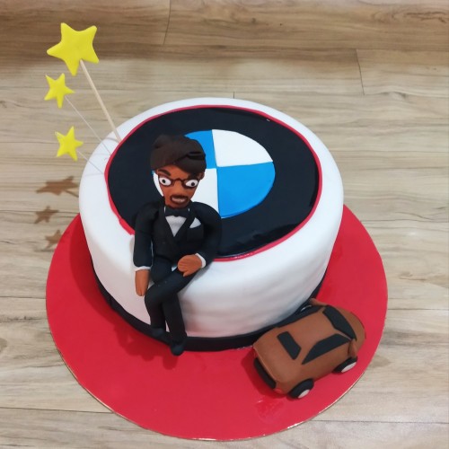 BMW Lover Guy Theme Fondant Cake Delivery in Noida