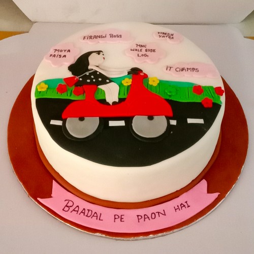 Ambitious Girl Theme Fondant Cake Delivery in Noida