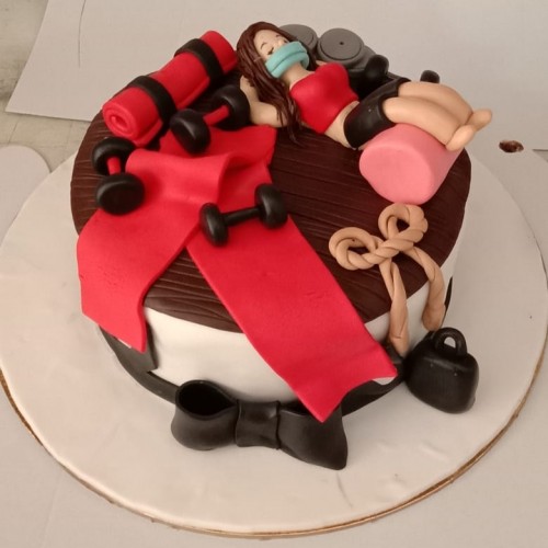 Gymaholic Girl Fondant Cake Delivery in Noida