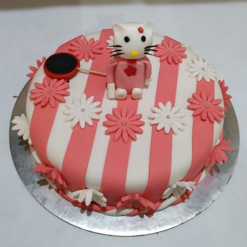 Hello Kitty Theme Fondant Cake Delivery in Noida