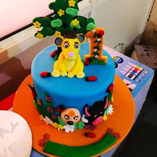 Jungle & Animal Theme 1st Birthday Cake Delivery in Noida