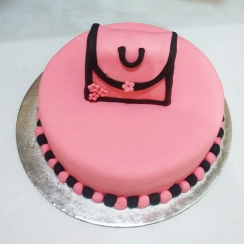 Pink Bag Theme Fondant Cake Delivery in Noida