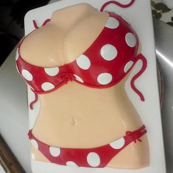 Red Polka Dot Color Bikini Fondant Cake Red Polka Dot Color Bikini Fondant Cake