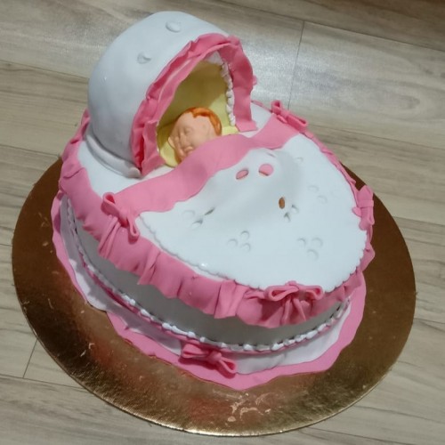 Sleeping Baby in Crib Fondant Cake Delivery in Noida