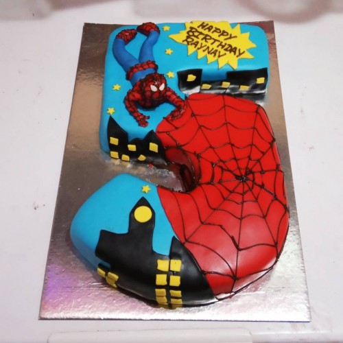 Spiderman and Batman 5 Number Cake Delivery in Noida