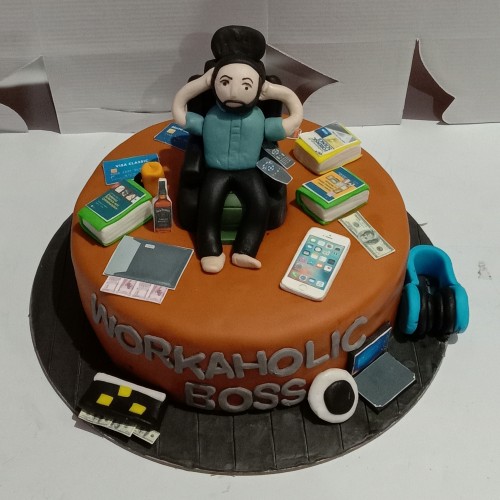Workaholic BOSS Theme Cake Delivery in Noida